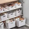 Caja de Almacenamiento Engrosada para Dormitorio Plástico Estilo Japonés Cesta de Almacenamiento para Cocina Rectangular Caja Organizadora para Baño Marco de Mesa para Gabinete