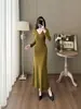 Impresionante vestido de punto de invierno para mujer, entallado en la cintura, adelgazante, elegante, adecuado para llevar debajo de un abrigo, vestido de cuello en V