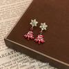 Otoño e Invierno Flores de Navidad Aretes de Árbol de Navidad Rojos 2024 Nuevo Sentido de Atmósfera de Nicho Aretes de Alto Sentido