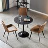 Mesa de Negociación de Tablero de Roca de Lujo Ligero para Pies Mesa Redonda Pequeña Cafetería Simple Balcón Oficina Informal Combinación de Mesa y Silla Recepción Negro