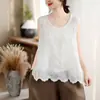 Toma real de la camiseta sin mangas de chaleco artístico casual resistente de nuevo modelo para el verano de 2026 con bordado integral y tacto fresco