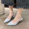 Sandalias de Tacón Alto con Punta de Estilo Francés Pequeñas y Fragantes para Mujer 2024 Nuevas Zapatos de Verano Stiletto Punta Afilada Slip-On para Entrega