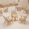 Mesas y Sillas de Cafetería Restaurante de Cuero con Cera de Aceite Estilo Tronco Combinación Comercial de Catering Taberna Tienda de Té de Leche Casa de Té Cabina Sofá