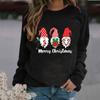 Suéter de manga larga con cuello redondo y estampado de patrón de duende navideño de estación independiente Amazon europea y americana, ropa de mujer