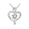 Collar de Amazon de Venta Caliente Transfronterizo para Mujer, Moda Europea y Americana Colgante de Corazón de Circonita de Colores, Regalo para el Día de San Valentín Día de la Madre