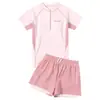 Traje de baño para niñas, de dos piezas, para niños mayores y adolescentes, conjunto profesional de traje de baño y pantalón para entrenamiento de natación