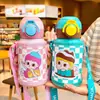 Taza Isotérmica Infantil, Modelo Nuevo para Niñas, Vaso con Popote, Botella de Agua Portátil Doble Uso para Niños que Van a la Escuela