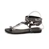 Sandalias Romanas Retro de Tira Cruzada 43 Nuevas Sandalias Romanas Planas para Mujer Verano Comercio Exterior 40 Dedos Negras Vacías