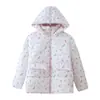 Comércio Exterior Inverno Novo Roupa Feminina Moda Europeia e Americana Espessada Quente Solta Multicor Zíper Com Capuz Estampada Jaqueta de Algodão