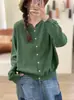 Suéter de Punto de Algodón Holgado de Colores Contrastantes, Cuello Redondo Vintage, Top Casual Simple y Versátil para Mujer, Nuevo Otoño 2026