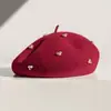 Boina de Perlas Estilo Chanel para Mujer, Sombrero de Fieltro de Lana Otoño e Invierno, Moda para Viajes al Aire Libre Sombrero de Artista Estilo Coreano