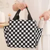 Bolsa de Almuerzo Aislada de Estilo Nuevo para el Trabajo, Bolsa de Almuerzo para Estudiantes, Bolsa Portátil para Lonchera, Bolsa Cuadrada para Comida de Pana a Cuadros
