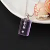 Botella de Cristal Morado, Botella de Cabello Fetal, Botella de Perfume con Aceite Esencial Incrustada de Diamantes, Collar, Tapa Retorcida, Botella Recargable, Colgante, Regalo de Cumpleaños