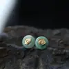 Plata tailandesa plata de ley s925 joyería hecha a mano incrustada jade retro aretes para hombre y mujer tachuelas para la oreja mujer