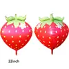 Globo de Fresa Estéreo Nuevo Producto Transfronterizo de 22 Pulgadas 4D Cuatro Lados Artificial Fresa Globo Flotante Decoración de Fiesta de Frutas Aire