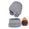 9146 conjunto de bufanda y gorro de forro polar de invierno para mujer, gorro de lana tejido cálido para hombre, protección para los oídos para ciclismo al aire libre, puntera