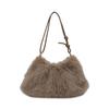 Bolsas de Pelúcia Femininas Transfronteiriças 2025 Outono e Inverno Nova Moda Tendência Bolsa de Pelúcia de Grande Capacidade Cor Pura Estilo Coreano Bolsa Tote