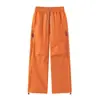 Calça larga de cintura alta, à prova de vento e quente para o outono, cor sólida, versátil, clássica, disponível em várias cores, cordão ajustável, calça longa durável
