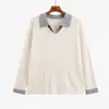 Suéter de punto trenzado color block, estilo polo, falso dos piezas, talla grande, colección de invierno 2026, top casual y apto para el trabajo para mujer, talla 25300