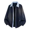 Invierno 2026 Nuevo Chaqueta de Algodón con Bloques de Color y Parches para Hombre, Falso Dos Piezas, Casual de Alta Gama, Juvenil de Moda, Abrigo Engrosado