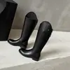 Botas de Caballero de Cuero de Vaca con Boca Oblicua para Mujer, Botas Altas Largas, Nuevas de Otoño e Invierno, Punta Redonda, Tacón Bajo, Cremallera Trasera, No Son Botas Altas Hasta la Rodilla, Botas de Caña Recta