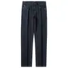 Calça Jeans Casual Masculina Europeia de Primavera/Verão Fina Azul-Preta Elástica Solta de Cintura Alta em Algodão Lyocell com Barra Reta