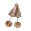 Chapéu de Tricô Outono e Inverno Caxemira Simples Moda Versátil com Pom-Pom Proteção para Orelhas para Mulheres Pura Caxemira Quente Bege
