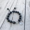 Pulsera para Pareja de Obsidiana Natural y Cristal de Fresa Estilo Moda Elegante para Hombre y Mujer