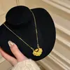Collar con Bolsa de Cierre Tallada Antigua para Piscis Koi Colgante de Candado de Seguridad Dorado Vintage Cadena de Lana para Mujer
