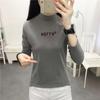 111 # Camiseta de Manga Comprida Feminina Gola Alta (Tiro real) (100% Outro) (Aumentar 2Xl/3Xl)