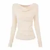 Suéter de punto rosa de cuello alto y manga larga para mujer, top base de invierno de alta gama ajustado
