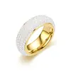 Anillo de Acero Inoxidable de Lujo Ligero y Moda, con Cinco Filas de Perlas Curvas y Tachonado de Diamantes, Anillo Versátil y Elegante para Pareja, Joyería al por Mayor