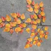Hojas de Abedul Simuladas, Hojas de Haya y Plátano, Hojas y Ramas Falsas, Decoración Exterior de Otoño e Invierno Plástico Hojas Falsas Rojas y Amarillas