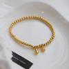 Lótus Dourado Flor de Lótus Pulseira com Contas Douradas Feminina Aço Titânio Sem Desbotar Pulseira para Namorada Pulseira com Design de Nicho Ins