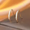 Aretes de Plata Esterlina S925 en Forma de Gota de Agua para Mujer, Estilo Popular, Sencillos y Elegantes para el Uso Diario, Aretes de Aro Geométricos Lisos de Gama Alta de Nicho, Venta al por Mayor