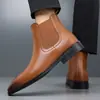 Comércio Exterior 2026 Outono/Inverno Novos Sapatos Casuais Masculinos Moda Estilo Coreano Couro de Cano Alto Botas de Couro Masculinas Transfronteiriças Tamanho Grande Slip-On