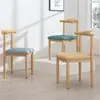 Cadeira com Encosto de Chifre em Ferro Estilo Nórdico para Casa Cadeira de Jantar de Metal Imitação de Madeira Maciça Cadeira de Mesa de Jantar Simples Casual para Quarto