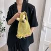 Bolso de Mano de Malla Hueca Estilo Coreano Bolso de Muñeca Tejido a Mano Bolso de Mano Versátil de Moda para Vacaciones en la Playa de Moda