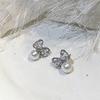 Aretes de Lazo de Circonita y Perla, Lindos Elegantes, Aretes de Diseño Nicho, Favorecedores, Aretes Pequeños de Moda de Alta Gama