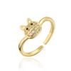 Aogu fuente transfronteriza INS con anillo abierto geométrico de animal simple chapado en oro real cobre joyería de circonita para mujer