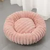 Cama para gato transfronteriza, cama para mascotas de interior, adecuada para todas las estaciones, forma redonda, felpa de pelo de conejo de invierno, engrosada para abrigar, cama para perro, tapete para mascotas