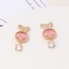 Colgante de cabeza de belleza de gato conejo de flor de cerezo rosa de circonita micro incrustada, material para accesorios de collar, pulsera, aretes DIY