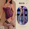 Ting Xiang Yujie Nocturno Atractivo Correa de Perspectiva Ropa Interior Sexy Pecho Pequeño Fruncido Cintura Plástica Sin Costuras Mono