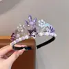Estilo Coreano Princesa de Hielo Corona Rosa Simple Brillante de Diamante Diadema para Niños Niñas Año Nuevo Hanfu Accesorios Azules