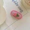 Pasador de cereza tejido a mano de lana personalizado, clip lateral de flor coreana tejido a mano, joyería para mujer, accesorios para el cabello, venta al por mayor, envío gratis