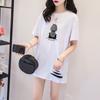 D143 Camiseta de Largo Medio Rota para Mujer Verano 2025 Nueva de Manga Corta Ins Trendy Estilo Coreano Suelta Manga Media Top Camiseta