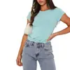 Camisa Casual Feminina Popular Europeia e Americana de Manga Longa para Primavera e Outono Cor Sólida Slim Fit Pulôver Top Roupas de Rua Femininas Camada Base