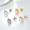 Accesorios para Joyería DIY Plata de Ley s925 Clásico Reina de Hielo Arete de Perla Base Vacía Zirconia Cúbica Completa Se Puede Combinar con Perlas de 6-14MM