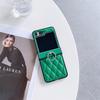 Funda para teléfono Samsung ZFlip5 con hebilla de anillo ondulado para ZFlip6/4 generación, funda protectora de cuero plegable con borde cruzado