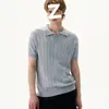 Polo de punto de canalé de manga corta de color liso con cuello camisero, estilo italiano old money para hombre, manga corta de verano, estilo nuevo de moda